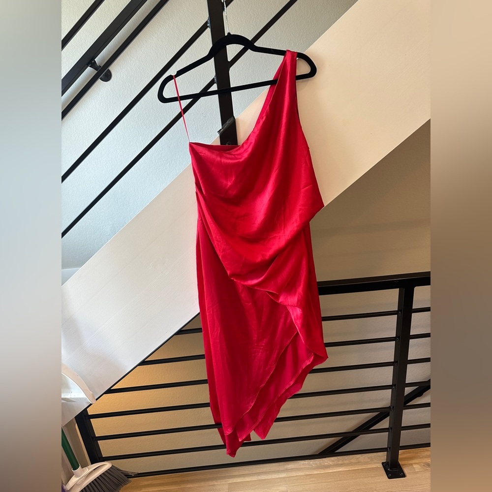 ASOS One-Shoulder Asymmetrical Red Dress